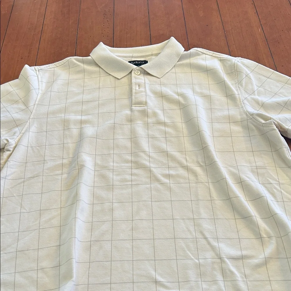Van Heusen Cream Checkered Polo Shirt